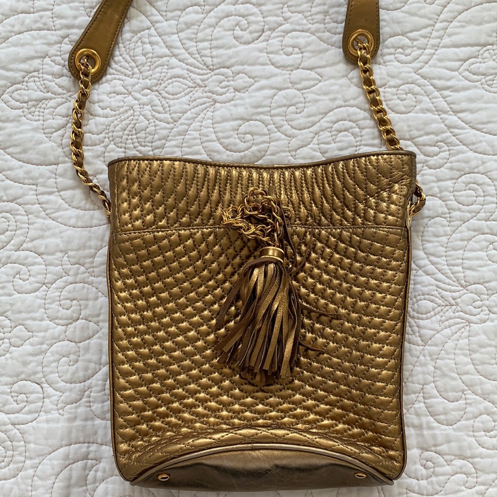 Vintage Bally bronze leather bag